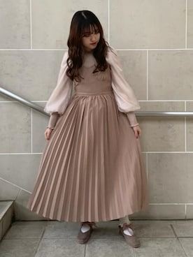 「one after another NICE CLAUP（ワンアフターアナザーナイスクラップ）のアイテム（ジャンパースカート）」を使った、ゆうかさん（レディース・155cm）の秋コーディネート