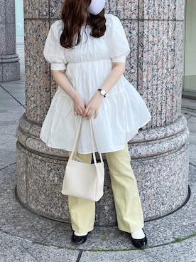 「アイテム（チュニック）」を使った、ゆうかさん（レディース・155cm）の夏コーディネート