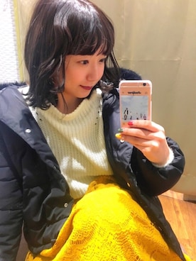 「earth music&ecology（アースミュージックアンドエコロジー）の・ファイバーダウンファーブルゾン(ショート)●（ブルゾン、ブラック系）」を使った、Asukaさん（レディース・154cm）の秋コーディネート