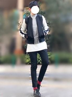 「HARE（ハレ）のアイテム（ソックス/靴下）」を使った、たちさん（メンズ・177cm）の冬コーディネート