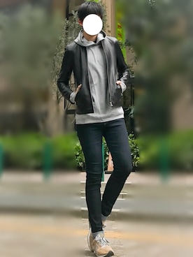 「UNIQLO（ユニクロ）のWOMEN ウルトラストレッチジーンズ（デニムパンツ）」を使った、たちさん（メンズ・177cm）の春コーディネート