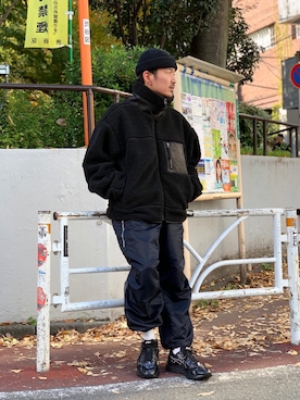 「アイテム（ブルゾン）」を使った、よっしーさん（メンズ・168cm・30代）の冬コーディネート