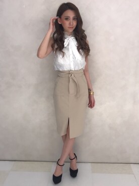 「ミディスカート」｜Delyle NOIR♡Rioさん（レディース・163cm）の春コーディネート