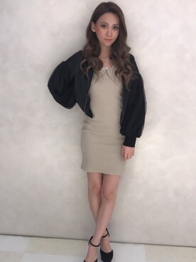 「きれいめスタイル」｜「アイテム（ブルゾン）」を使った、Delyle NOIR♡Rioさん（レディース・163cm）の春コーディネート