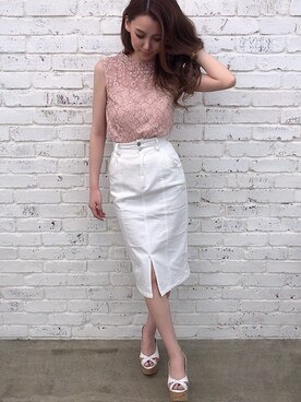 「ハイネックトップス」｜Delyle NOIR♡Rioさん（レディース・163cm）の春コーディネート