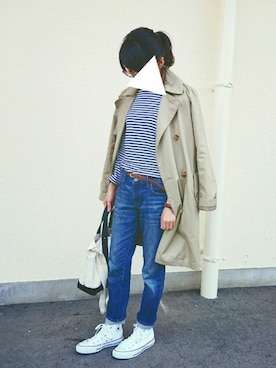 「GAP（ギャップ）のアイテム（トレンチコート）」を使った、ruruoriさん（レディース・157cm）の春コーディネート