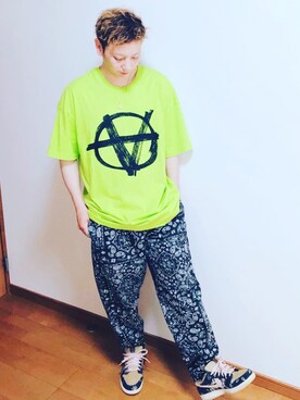 「蛍光カラー」｜「アイテム（アクセサリー）」を使った、hiroさん（メンズ・170cm）の夏コーディネート