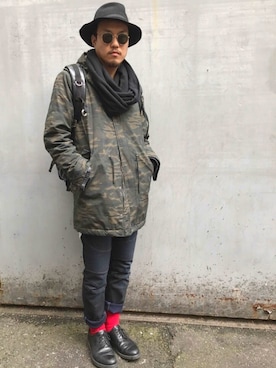 「仕事コーデ」｜「アイテム（ダウンジャケット/コート）」を使った、xxatsucxxさん（メンズ・178cm）の冬コーディネート