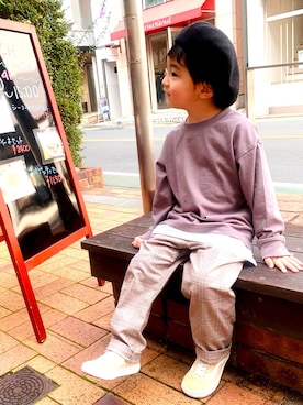 「秋のカフェオレコーデ」｜「アイテム（ハンチング/ベレー帽）」を使った、k.styleさん（キッズ・110cm）の秋コーディネート