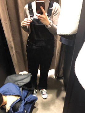 「ZARA（ザラ）のアイテム（サロペット/オーバーオール）」を使った、かんきちさん（レディース・157cm）の冬コーディネート