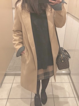 「179/WG（イチナナキュウダブルジー）のアイテム（チェスターコート）」を使った、ERIKA ☺︎さん（レディース・147cm）の冬コーディネート