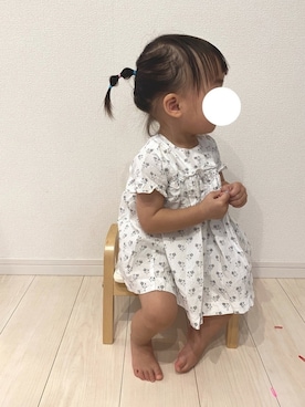 「PETIT BATEAU（プチバトー）のアイテム（セットアップ）」を使った、n*naさん（キッズ・80cm）の秋コーディネート