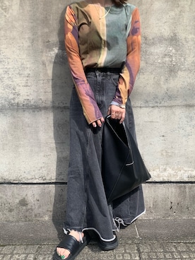 「AMERI」｜「アイテム（トートバッグ）」を使った、®️inaさん（レディース・147cm）の秋コーディネート