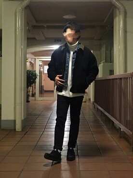 「CONVERSE（コンバース）のアイテム（デニムジャケット）」を使った、なべしさん（メンズ・168cm）の冬コーディネート