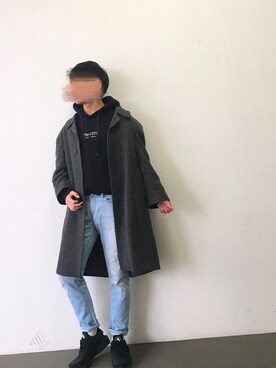 「no brand（ノーブランド）のアイテム（トレンチコート）」を使った、なべしさん（メンズ・168cm）の春コーディネート