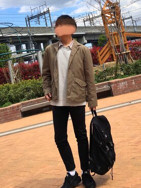 「COMME CA ISM（コムサイズム）のアイテム（ミリタリージャケット）」を使った、なべしさん（メンズ・168cm）の春コーディネート