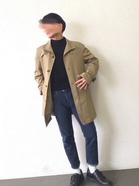 「no brand（ノーブランド）のアイテム（トレンチコート）」を使った、なべしさん（メンズ・168cm）の春コーディネート