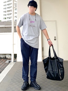 「スニーカー好きと繋がりたい」｜「アイテム（ハンチング/ベレー帽）」を使った、なべしさん（メンズ・168cm）の秋コーディネート