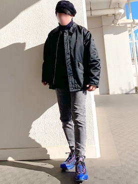 「NANO universe（ナノユニバース）のアイテム（ハンチング/ベレー帽）」を使った、なべしさん（メンズ・168cm）の冬コーディネート
