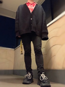 「WHITELAND（ホワイトランド）のアイテム（カーディガン/ボレロ）」を使った、だだださん（メンズ・170cm）の春コーディネート