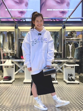「DIESEL OSAKA」｜「アイテム（ワンピース/ドレス）」を使った、KAEさん（レディース・157cm）の冬コーディネート