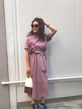 「'PalinkA（パリンカ）のアイテム（ワンピース、ピンク系）」を使った、iwata mihoさん（レディース・168cm）の夏コーディネート