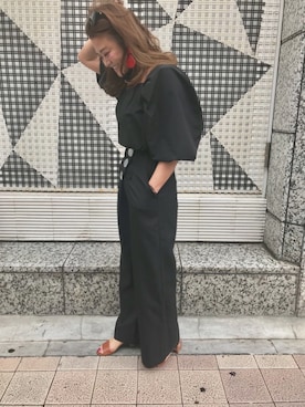 「ZARA（ザラ）のアイテム（ピアス（両耳用）、レッド系）」を使った、iwata mihoさん（レディース・168cm）の夏コーディネート