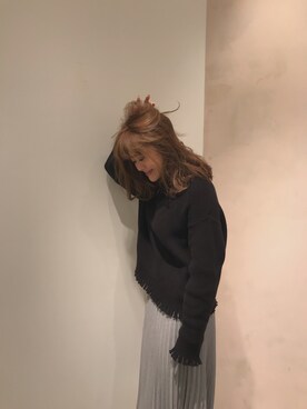 「'PalinkA（パリンカ）のコットンフリンジプルオーバーニット（ニット/セーター、ブラック系）」を使った、iwata mihoさん（レディース・168cm）の冬コーディネート