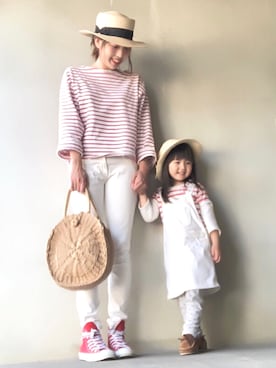 「無印良品（ムジルシリョウヒン）のアイテム（オールインワン・サロペット）」を使った、miharuさん（レディース・155cm）の春コーディネート