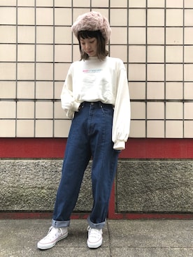 「tiptop（ティップトップ）のアイテム（スウェット）」を使った、おまりさん（レディース・150cm）の秋コーディネート