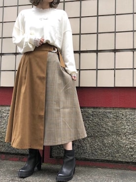 「ラップスカート」｜おまりさん（レディース・150cm）の秋コーディネート