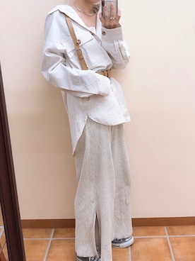 「ビッグシャツ」｜「アイテム（キャミソール）」を使った、おまりさん（レディース・150cm）の春コーディネート
