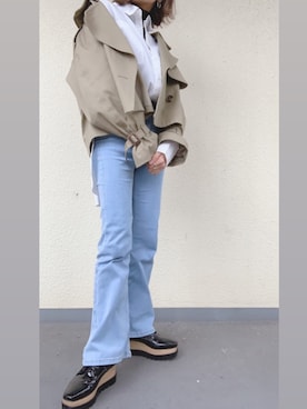 「JEANASIS（ジーナシス）のアイテム（トレンチコート）」を使った、Yuki.Dさん（レディース・151cm）の春コーディネート
