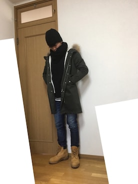 「STUDIOUS（ステュディオス）のアイテム（モッズコート）」を使った、vuf.)64vbgggfさん（メンズ・174cm）の冬コーディネート