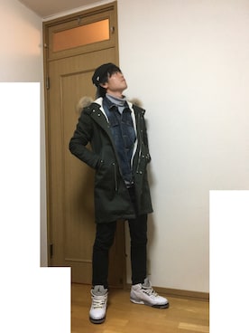 「STUDIOUS（ステュディオス）のアイテム（モッズコート）」を使った、vuf.)64vbgggfさん（メンズ・174cm）の春コーディネート