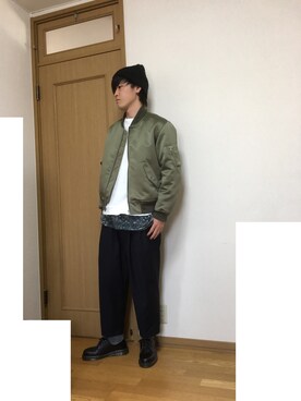 「Lui's（ルイス）のアイテム（ニットキャップ/ビーニー）」を使った、vuf.)64vbgggfさん（メンズ・174cm）の春コーディネート