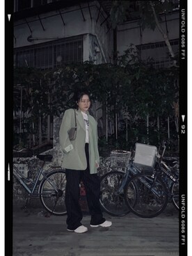 「STYLENANDA（スタイルナンダ）のアイテム（パンツ、グリーン系）」を使った、yooooofunnyさん（レディース・163cm）の春コーディネート