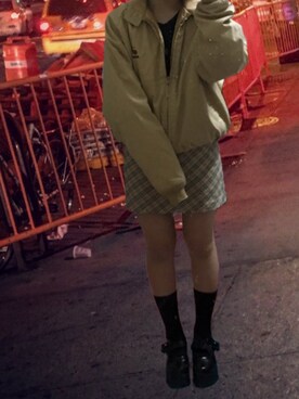 「バーバリー」｜「アイテム（ブルゾン）」を使った、でっちさん（レディース・157cm）の冬コーディネート