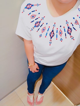 「SpRay PREMIUM（スプレイプレミアム）のアイテム（Tシャツ/カットソー）」を使った、__abaさん（レディース・151cm）の夏コーディネート