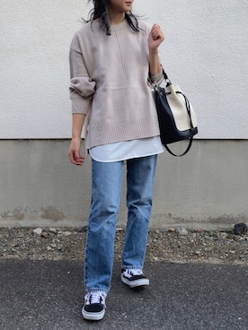 「ハイウエストストレートジーンズ」｜miki☺︎さん（レディース・163cm）の秋コーディネート