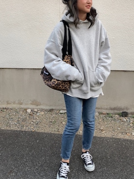 「MOUSSY（マウジー）のMVS SKINNY（デニムパンツ）」を使った、miki☺︎さん（レディース・163cm）の秋コーディネート