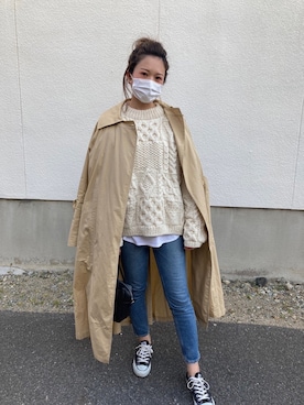 「TODAYFUL（トゥデイフル）のアイテム（トレンチコート）」を使った、miki☺︎さん（レディース・163cm）の冬コーディネート