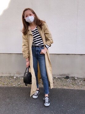 「TODAYFUL（トゥデイフル）のアイテム（トレンチコート）」を使った、miki☺︎さん（レディース・163cm）の春コーディネート
