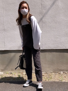 「TODAYFUL（トゥデイフル）のアイテム（サロペット/オーバーオール）」を使った、miki☺︎さん（レディース・163cm）の春コーディネート