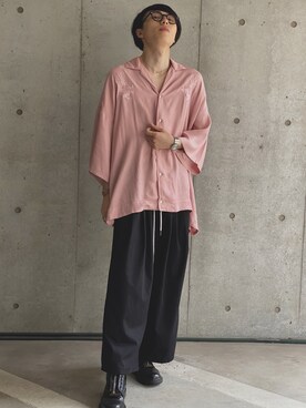 「ノーカラーシャツ」｜「アイテム（アナログ腕時計）」を使った、ユベルさん（メンズ・171cm）の春コーディネート