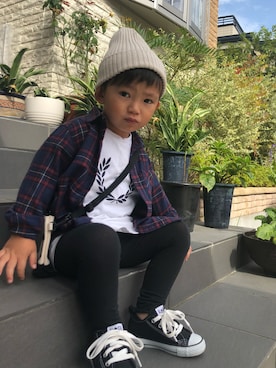 「ARCH & LINE（アーチアンドライン）のアイテム（帽子）」を使った、rin10**さん（キッズ・100cm）の秋コーディネート