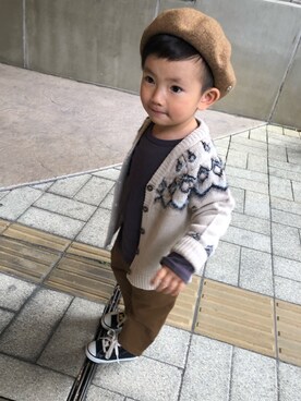 「FITH（フィス）のアイテム（ハンチング/ベレー帽）」を使った、rin10**さん（キッズ・100cm）の冬コーディネート