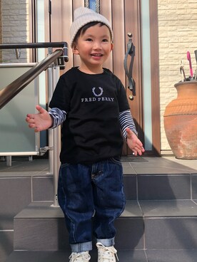 「ARCH & LINE（アーチアンドライン）のアイテム（帽子）」を使った、rin10**さん（キッズ・100cm）の春コーディネート