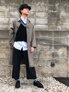 「RAGEBLUE（レイジブルー）のアイテム（キャスケット）」を使った、Yu-sukaさん（メンズ・175cm）の冬コーディネート