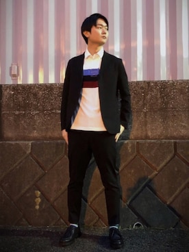 「ラガーシャツ」｜「アイテム（その他シューズ）」を使った、Yu-sukaさん（メンズ・175cm）の春コーディネート